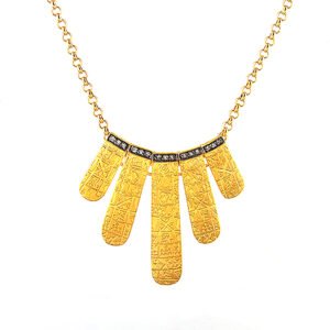 fifteen-diamond silver and gold necklace