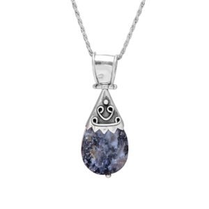stone drop silver pendant