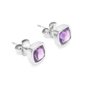 amethyst studs in silver
