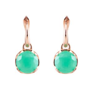 green stone silver earrings