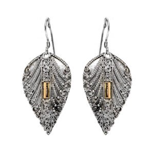 leaf silver earrings