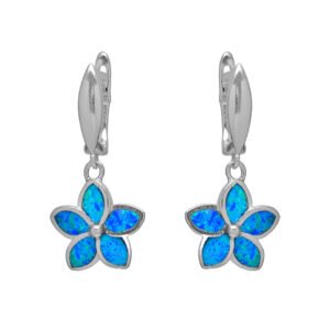 blue flower silver earrings
