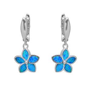 blue flower silver earrings