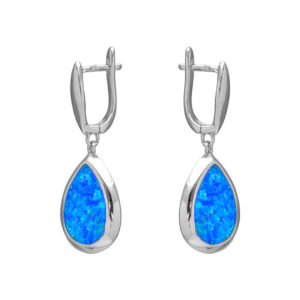 blue drop silver earrings