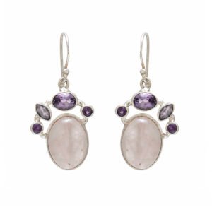 pink purple silver earrings