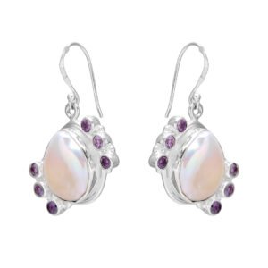 mother of pearl and amethyst earrings
