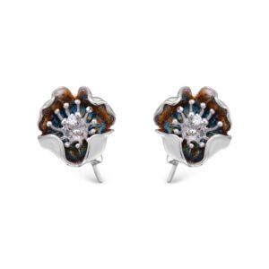 flower silver earrings
