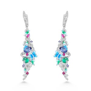 purple crystal silver earrings