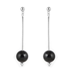 black ball silver earrings