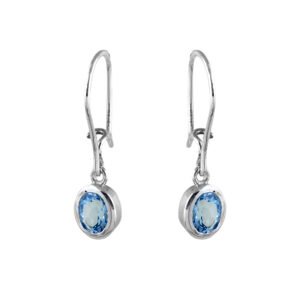 silver round aquamarine earrings