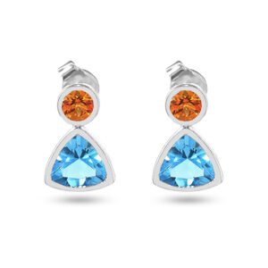 silver citrine and blue topaz earrings