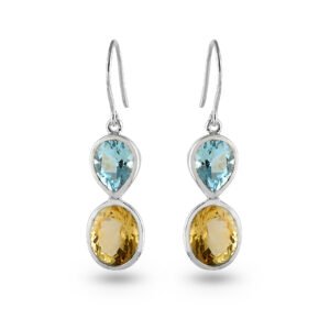 silver citrine and blue topaz S. Begermi earrings