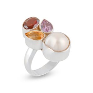 tri color pearl ring
