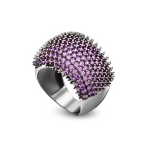 purple black silver ring