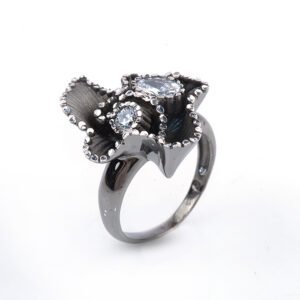 small grey flower silver ring roberto bravo