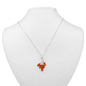 orange stones silver necklace