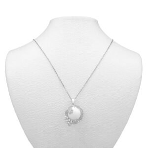 white stone silver necklace