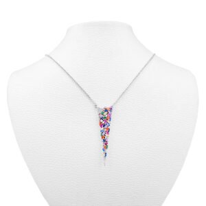 colorful crystals silver necklace