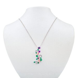 colorful coral with clown fish silver necklace