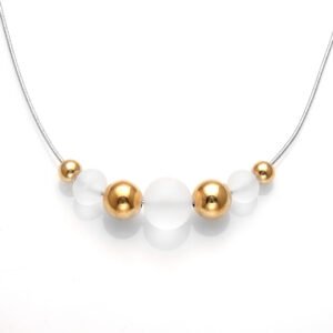 white and gold color silver necklace