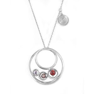 circles with stones silver necklace