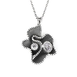 grey flower silver necklace