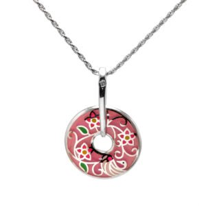red donut silver pendant