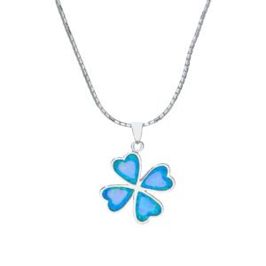 blue clover silver pendant