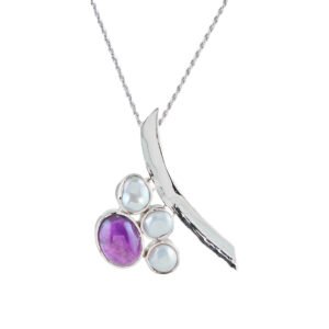 silver mother of pearl and amethyst pendant