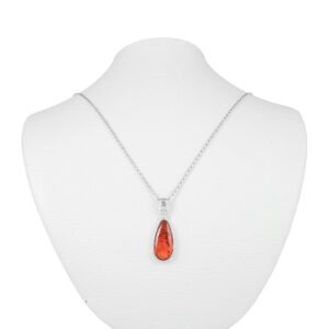 red drop silver pendant