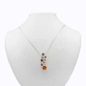 silver garnet citrine tourmaline and blue topaz pendant