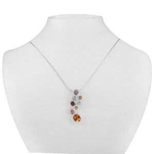 silver garnet citrine tourmaline and blue topaz pendant