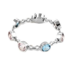 Silver Morganite Blue Topaz Bracelet