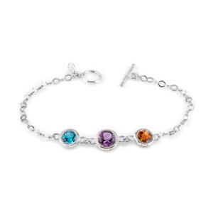 Silver Amethyst Blue Topaz Citrine Bracelet