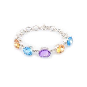 Silver Citrine Amethyst Blue Topaz Bracelet