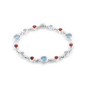 Silver Garnet Amethyst Blue Topaz Bracelet