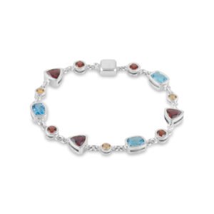 Silver Citrine Garnet Blue Topaz Bracelet