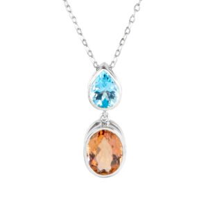 Silver Blue Topaz Quartz Pendant