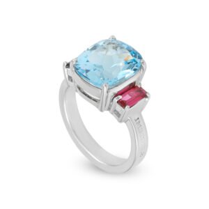 Silver Spinel and Blue Topaz Ring