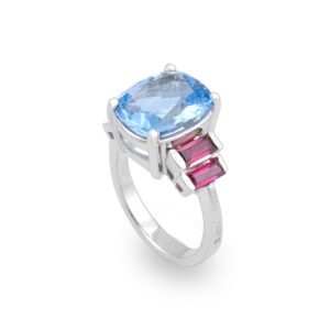 Silver Spinel and Blue Topaz Ring