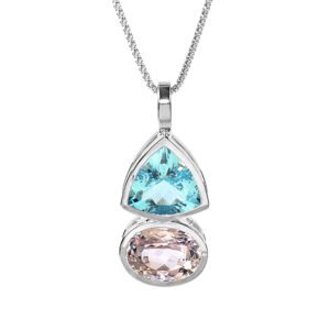 Silver, Blue Topaz and Kunzite S.Begermi Pendant
