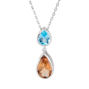 Silver, Blue Topaz and Quartz S.Begermi Pendant