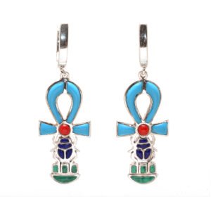 Colored Key of Life Silver Earring
