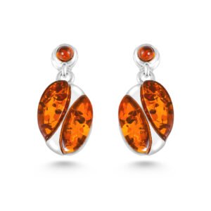 Dangling Amber Silver Earrings