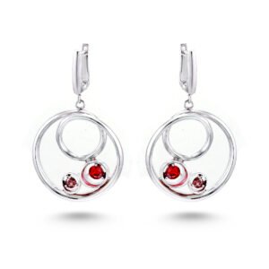 Dangling Circle Silver Earrings