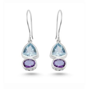 Silver Amethyst and Blue Topaz Earrings