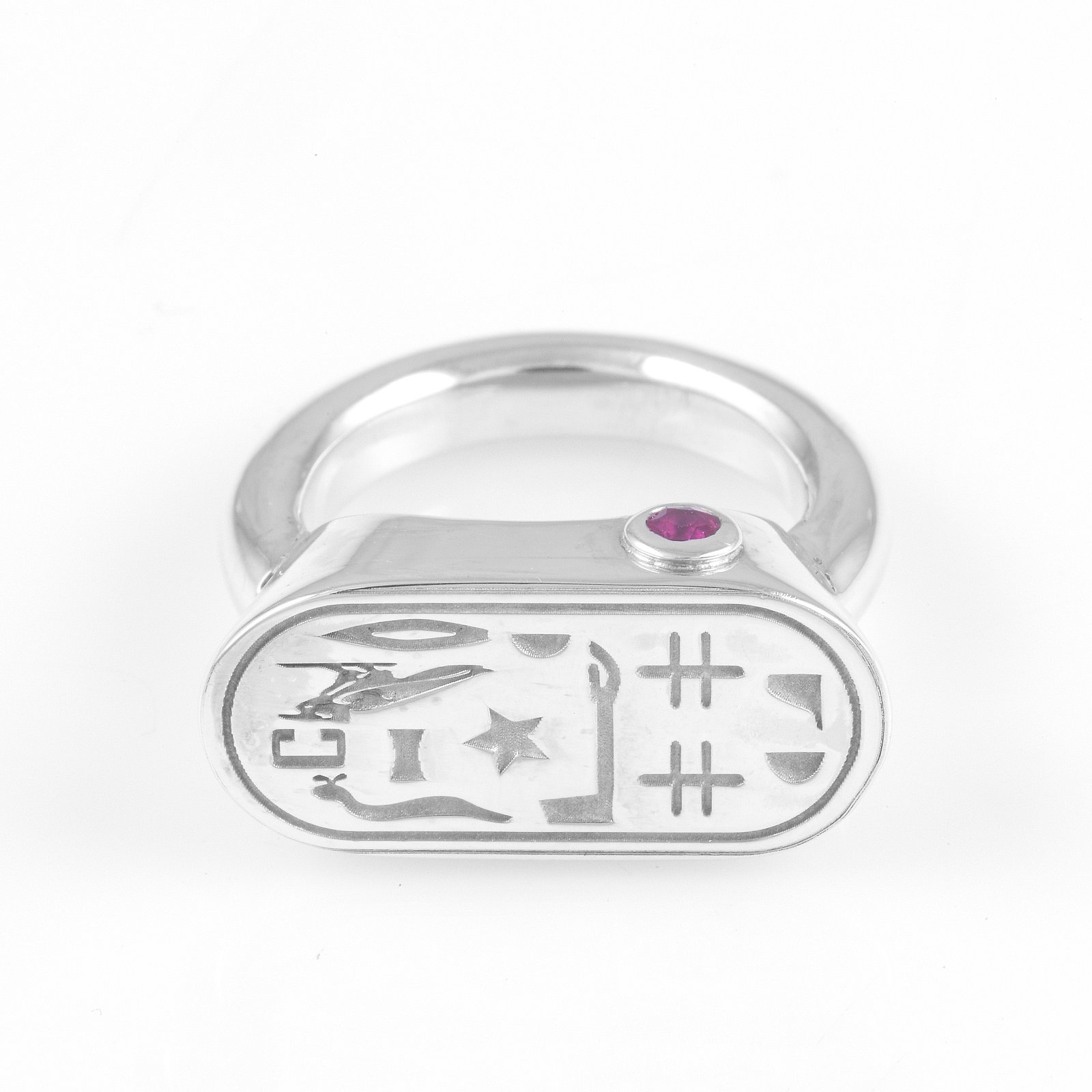 Ruby Ancient Cartouche Silver Ring