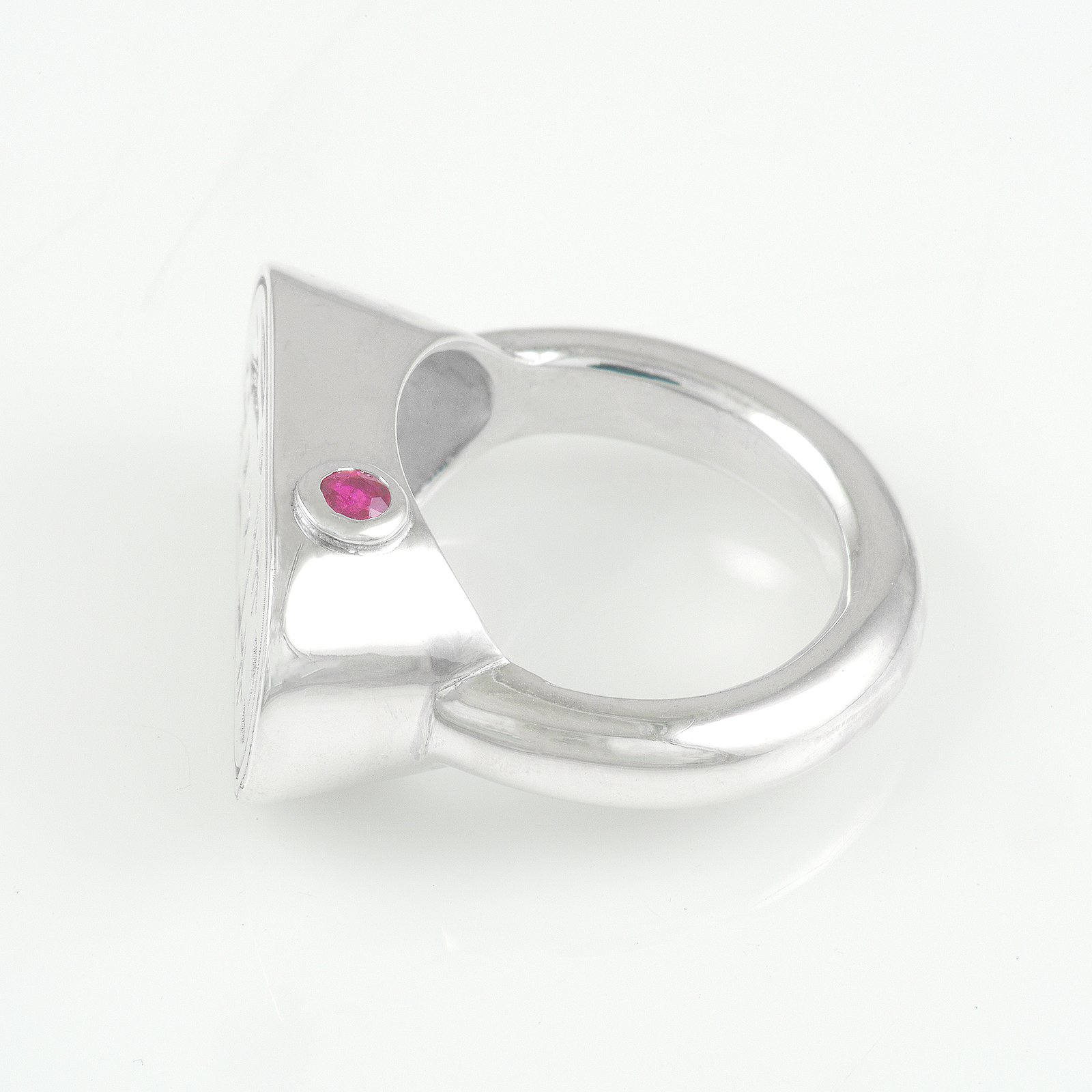 Ruby Ancient Cartouche Silver Ring - Image 2