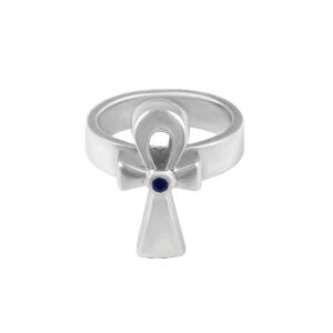 Sapphire Key of Life Silver Ring