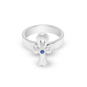 Sapphire Key of Life Silver Ring